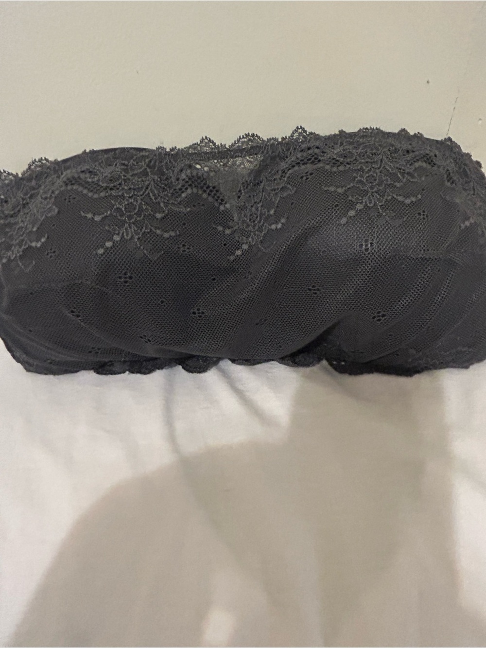 SPANX Grey Lace Strapless Bandeau Nylon Spandex Sz Large